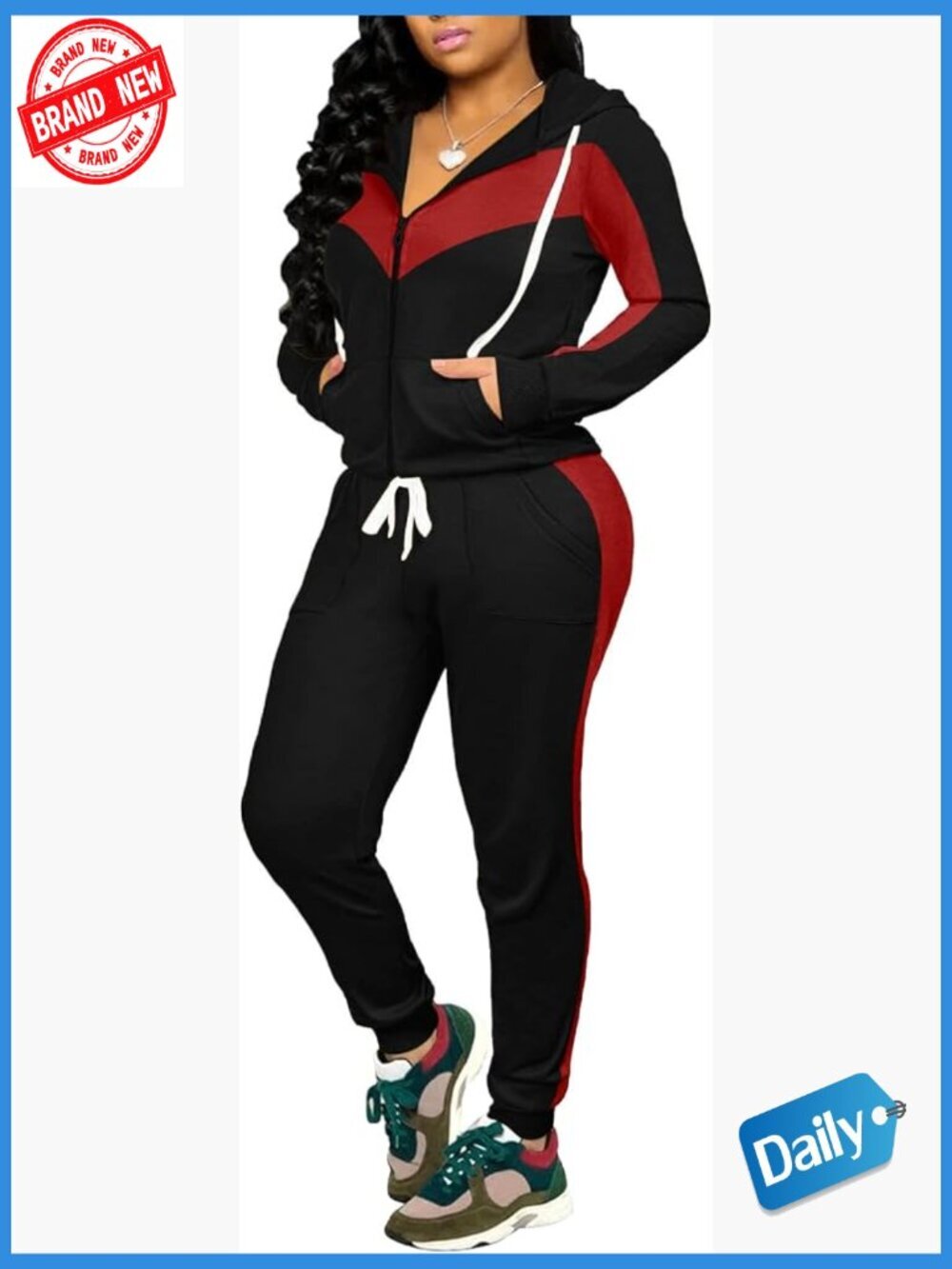 2 Piece Track Suit Set Hoodie Joggers with Pockets